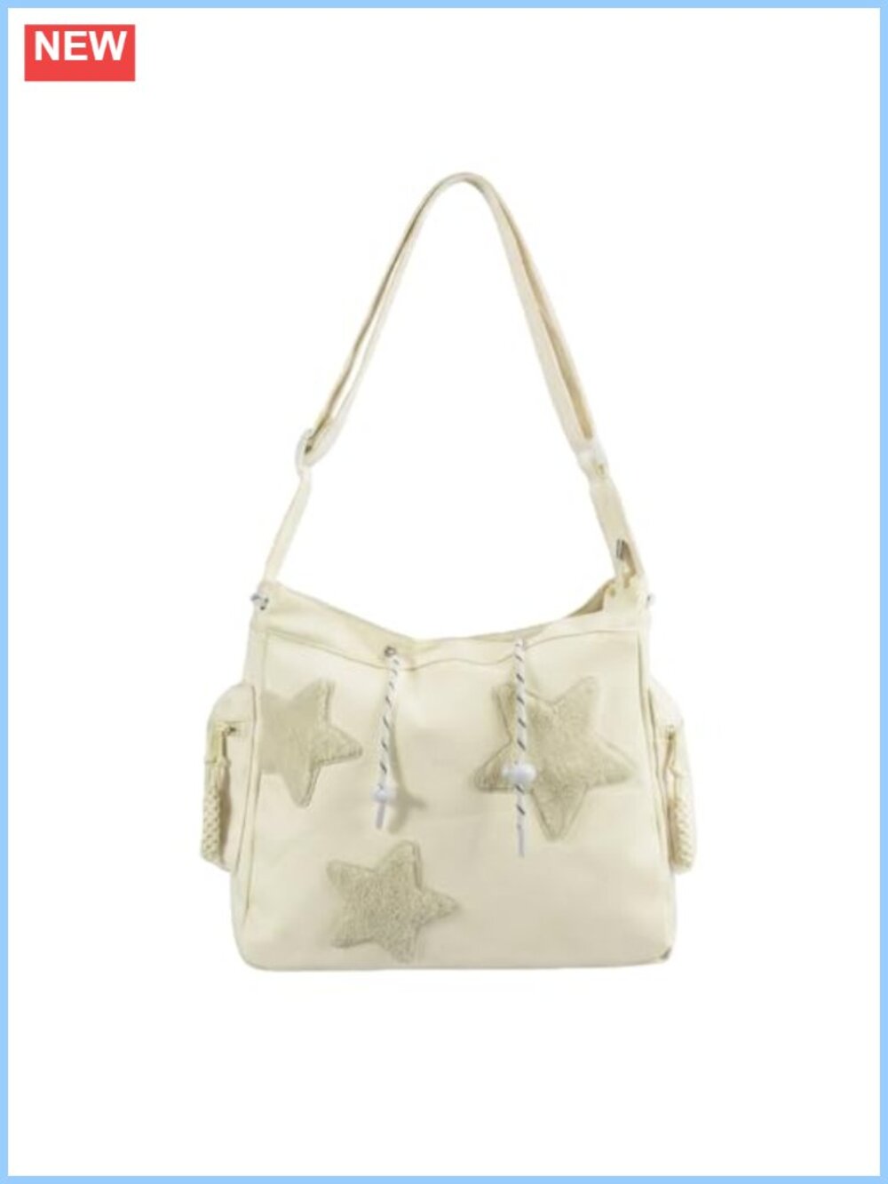 Nylon Star Messenger Bag Y2K Shoulder Tote Wide Strap